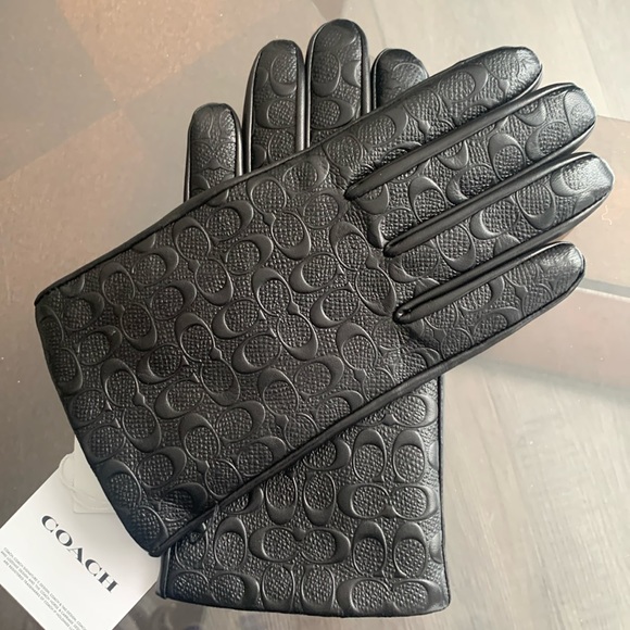 COACH Signature Leather Tech Gloves - Picture 5 of 16